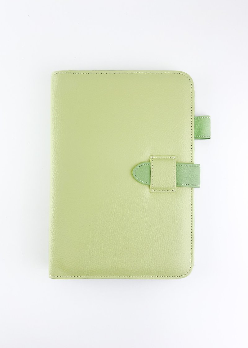 Premium PVC Leather A5 Notebook Cover in Cashmere & lively Cambridge Blue - Book Covers - Faux Leather Green