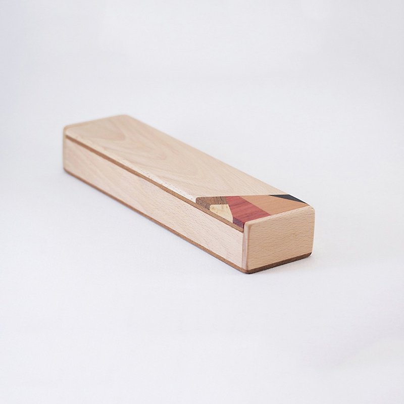Special parquet pen box no.01 - Beech x Damei pigeonpea - Pencil Cases - Wood Multicolor