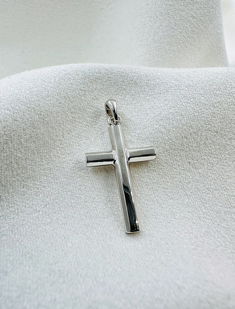 Blessing Star_Cross_Sterling Silver_Simple Texture_Double-sided Wearable - Necklaces - Silver 