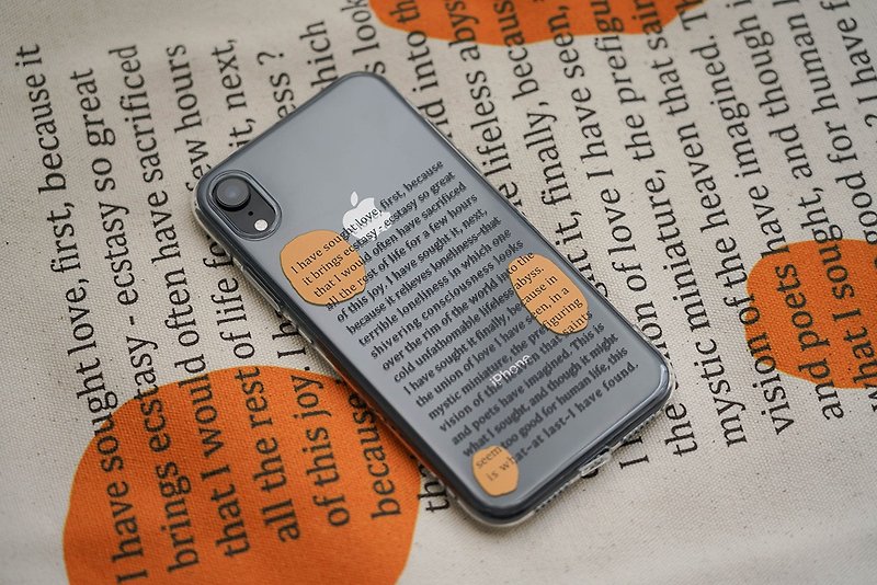 Orange Block English Transparent Phone Case Couple Phone Case for iPhone and Android Phones - เคส/ซองมือถือ - วัสดุอื่นๆ สีส้ม