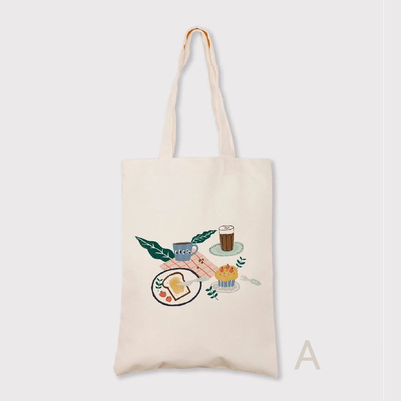 Tote Bag + illustration - กระเป๋าถือ - ผ้าฝ้าย/ผ้าลินิน ขาว