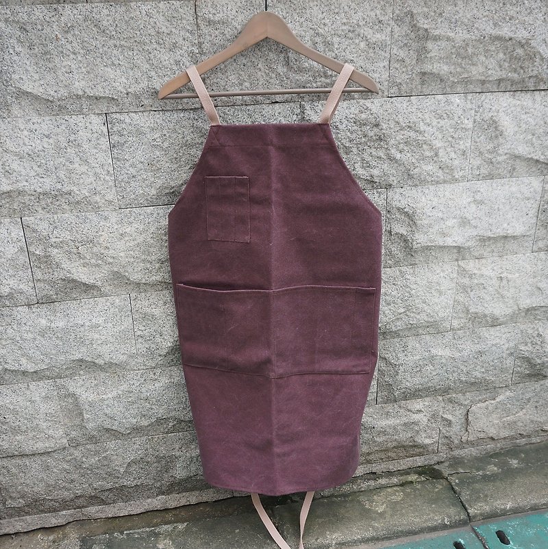 Sienna staff work clothes apron - ผ้ากันเปื้อน - ผ้าฝ้าย/ผ้าลินิน สีม่วง
