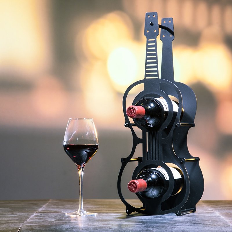【OPUS Metalart】European Chic Metal Iron Violin Shape Wine Rack / Metal Home Bar - ของวางตกแต่ง - โลหะ สีดำ