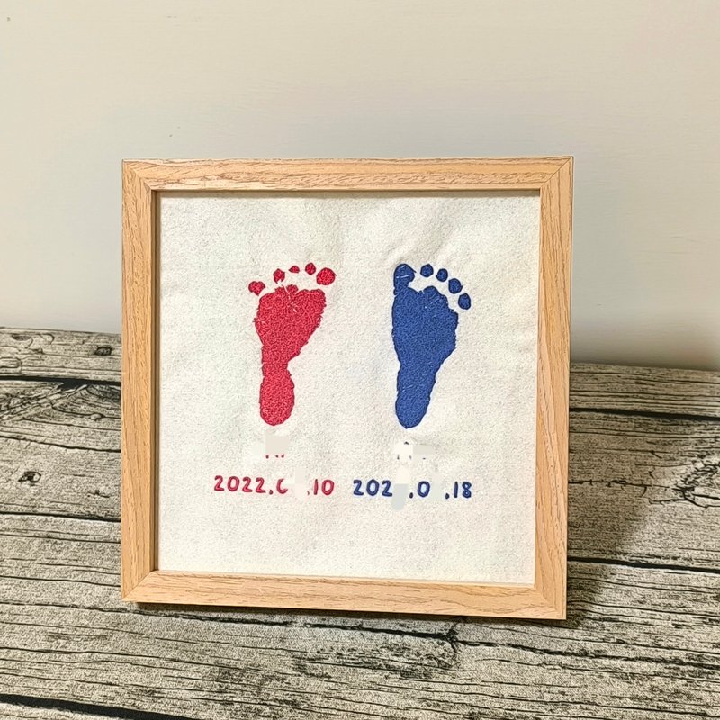 刺繡寶寶腳印/手印照 - 其他 - 其他材質 白色