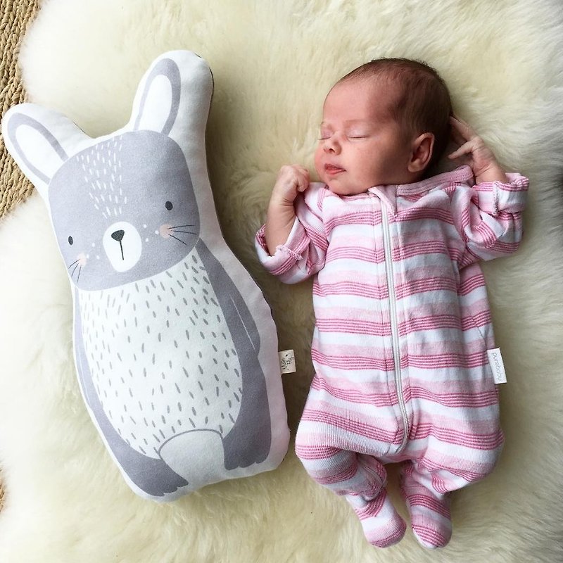 Mister Fly Animal Shape Pillow - Rabbit MFLY015 Rabbit - Baby Gift Sets - Cotton & Hemp Gray