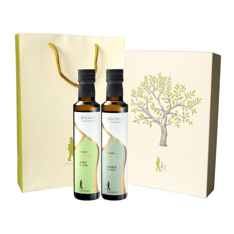 Renliang Youfang's first cold-pressed virgin oil has been highly praised and repurchased in a double gift box (tea oil + chia seed oil) - เครื่องปรุงรส - อาหารสด สีส้ม