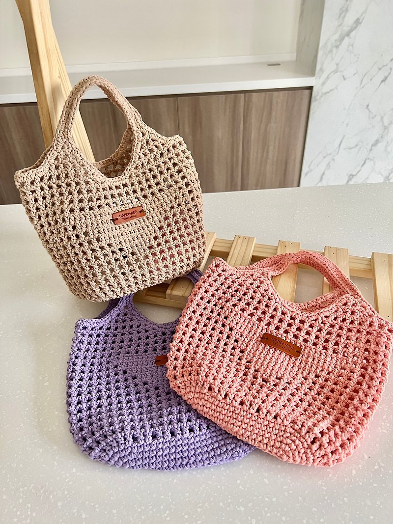 RM 有名ブランドと同じスタイルの手織りハンドバッグ - トート・ハンドバッグ - コットン・麻 ピンク