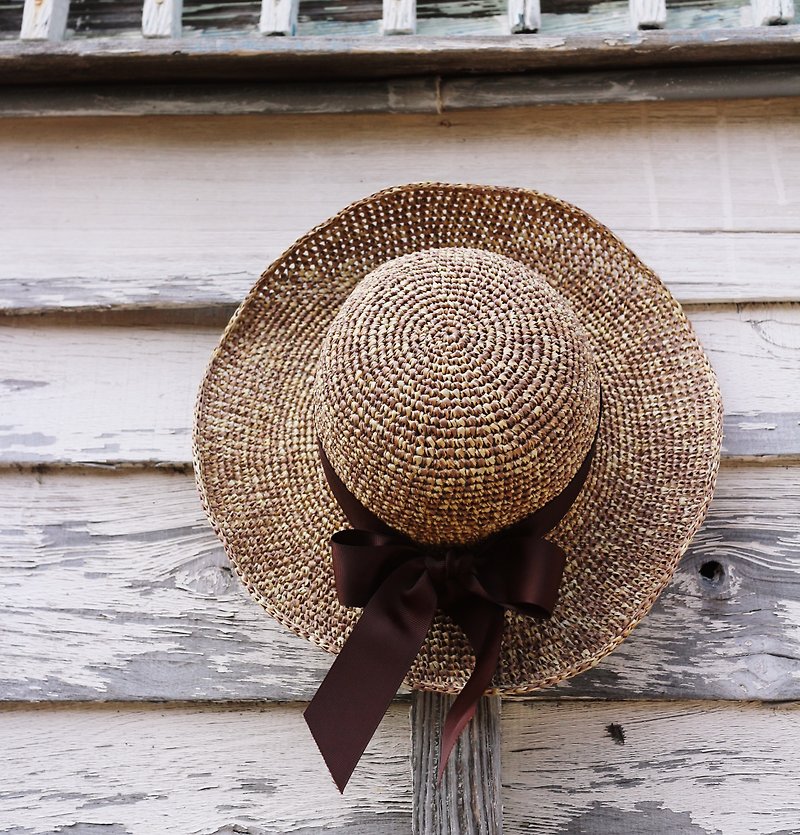 Hand-made-small top hat-sun hat-outing/light trip/birthday gift - หมวก - กระดาษ สีกากี