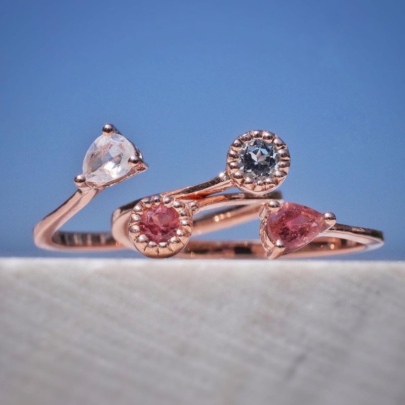 minim multi twin gemstone ring #minimsignature R221 - 戒指 - 純銀 
