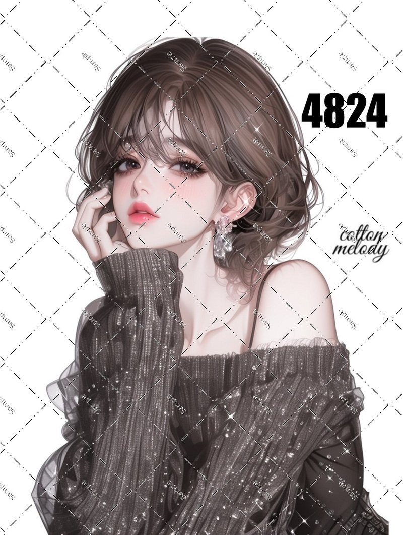 original sticker no.4824 人物ステッカー オリジナルステッカー オリジナル人物ステッカー 装飾ステッカー cotton melody - 貼紙 - 紙 