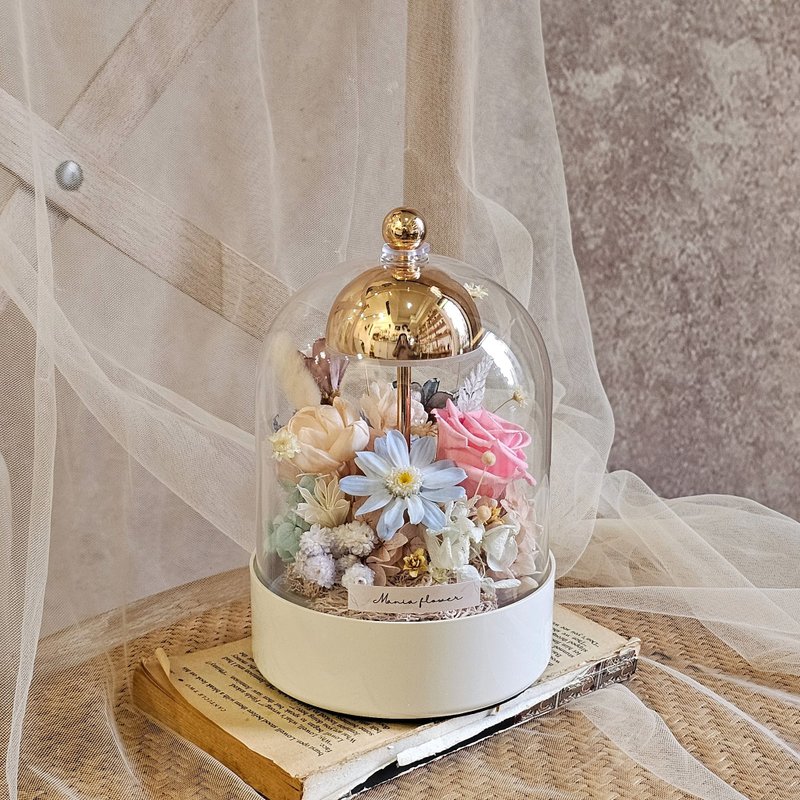 Tap Glass Dome Night Light / Powder Blue - In Stock - Fast Shipping - Includes USB Plug - Dried Flowers & Bouquets - Plants & Flowers Multicolor