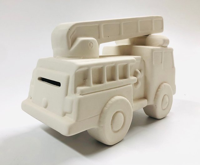 陶器 DIY 消防車セラミックホワイト貯金箱防疫材料パッケージ (塗装 