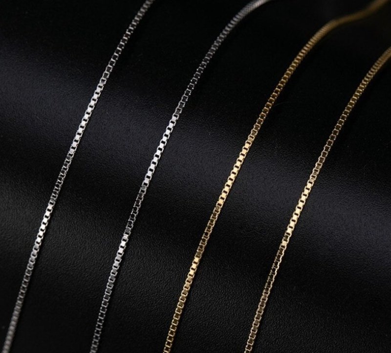 Classic Box Chains Necklaces for Women Ultra-thin 1 MM Chains Novel Adjustable - 項鍊 - 純銀 銀色
