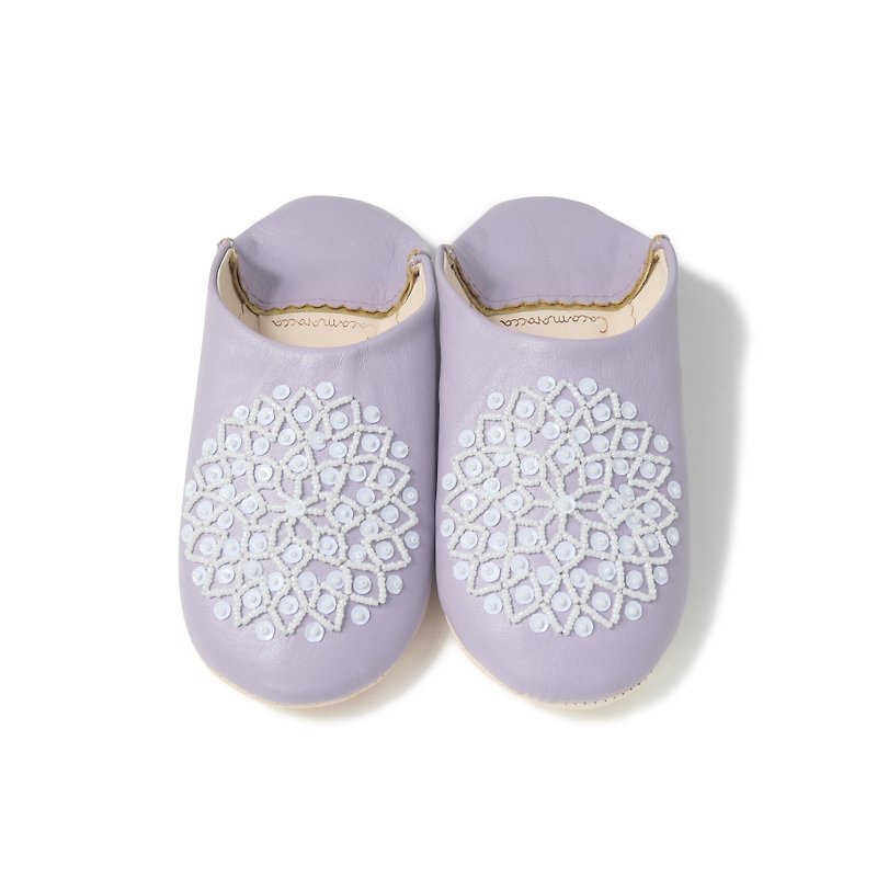 真皮 室內拖鞋 紫色 - Purple / White / moroccan Leather babouche Slippers / High quality odourless
