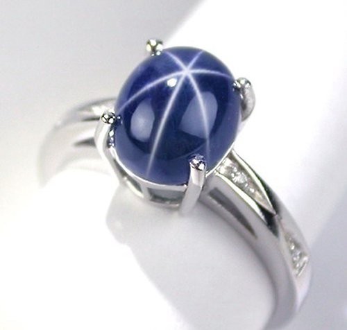 homejewgem 3.3 ct Natural star blue sapphier ring silver sterling size 7.0 free resize