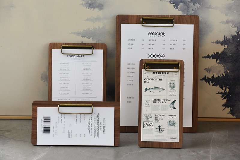 客製 立式復古青銅菜單夾 點菜單/寫字繪畫墊板/文件夾/資料夾 - 文件夾/資料夾 - 木頭 