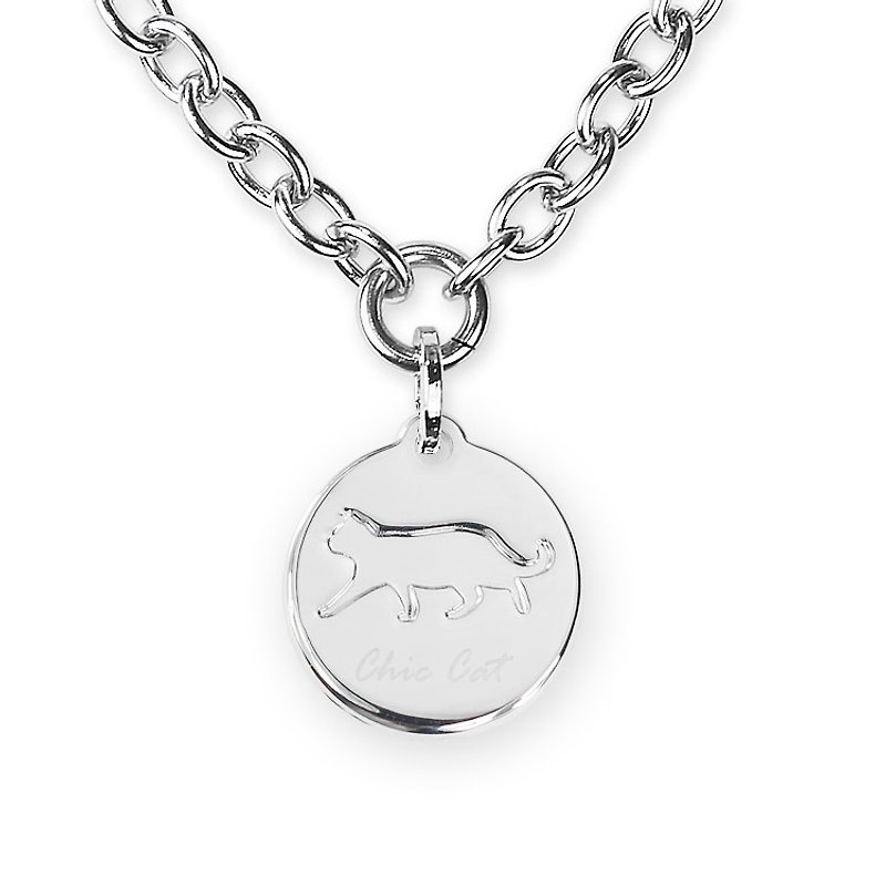 The only 304 Stainless Steel necklace - simple cat brand ((send engraving service)) - ปลอกคอ - โลหะ สีเงิน