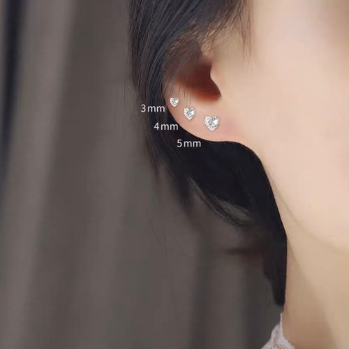 Everyday is a Gift 手作工作室 925純銀 愛心鋯石 甜美迷你耳環 4mm、5mm、6mm
