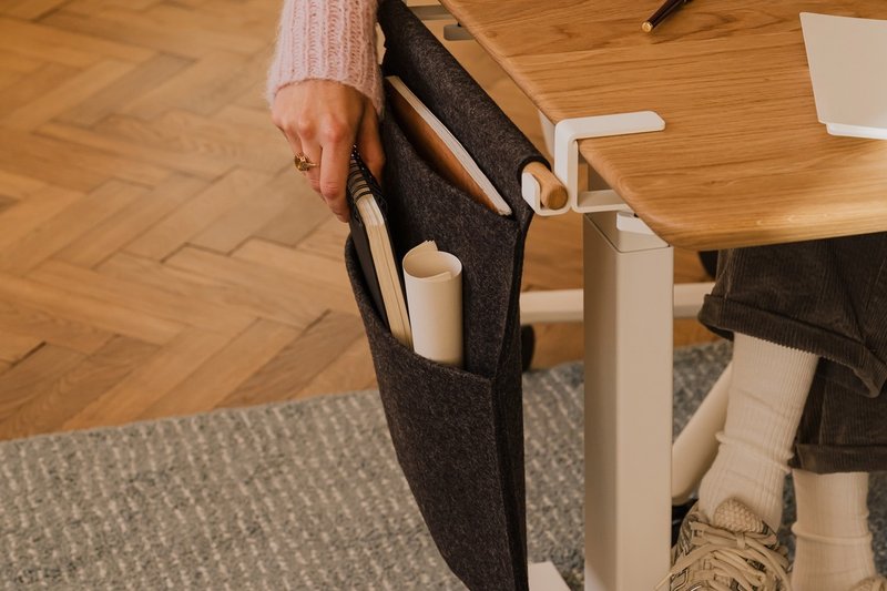 Felt Hanging Desk Organizer - vertical desk organization - 居家收納/收納盒/儲物盒 - 羊毛 黑色