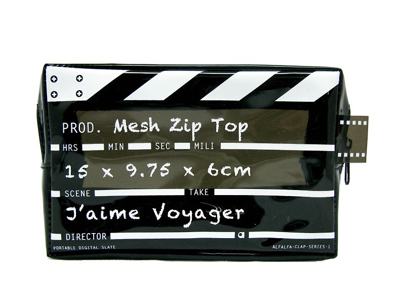 Director Clap - Mesh Zip Top - Suitable for carrying liquids on aircraft - Black - กระเป๋าเครื่องสำอาง - พลาสติก สีดำ