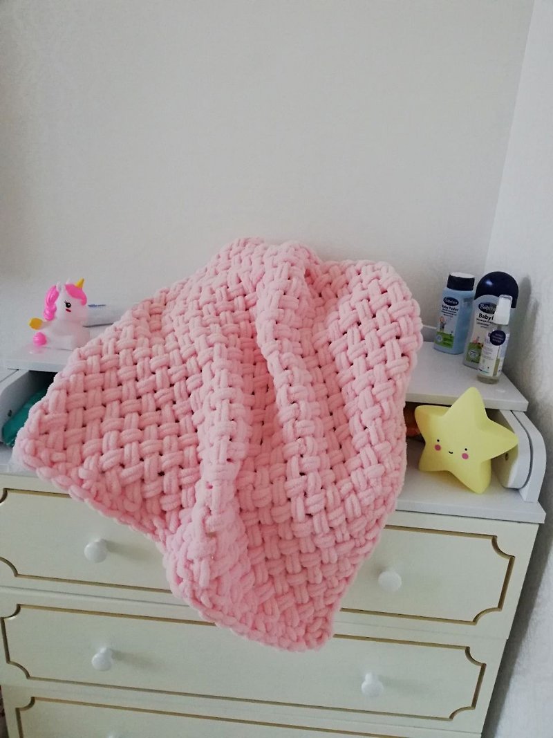 Gifts for Mother Day indie blanket japandi blanket kawaii plush knit blanket - 嬰兒床/床圍/寢具 - 聚酯纖維 粉紅色
