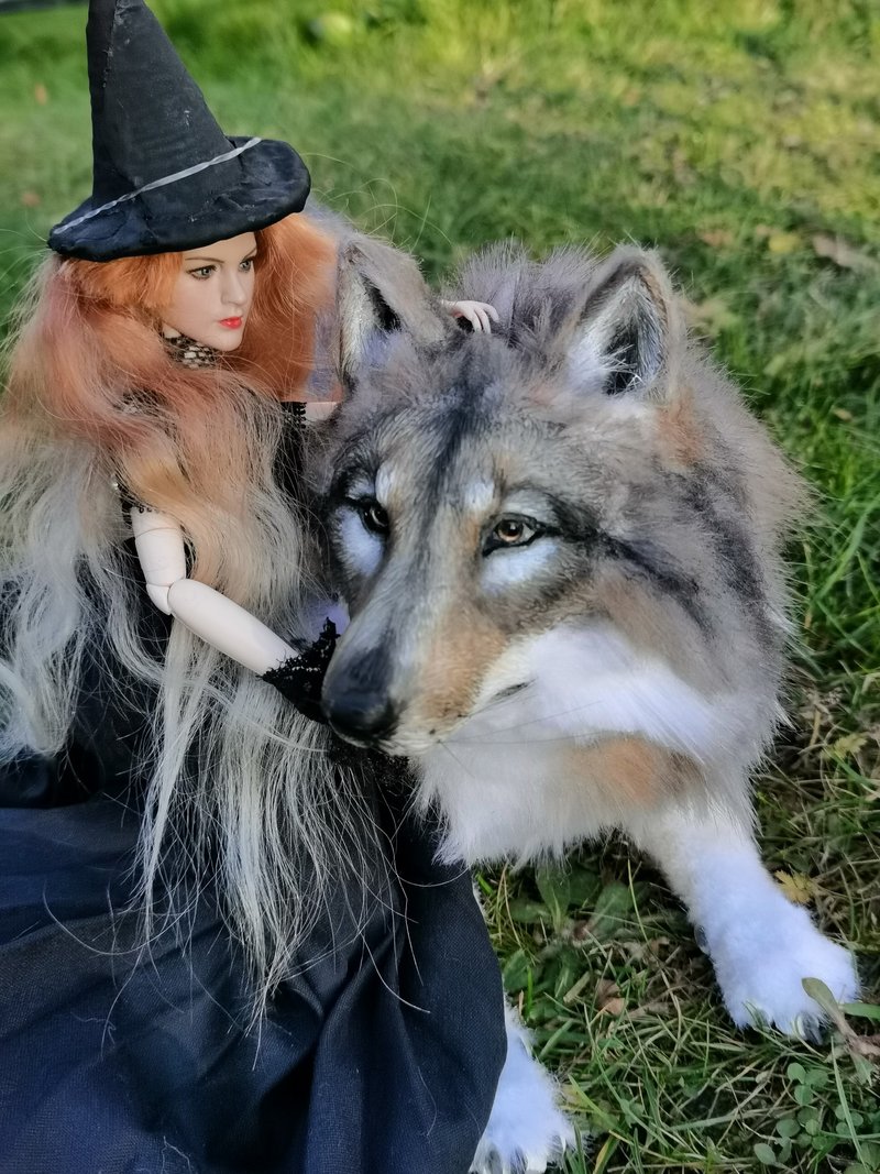 made to order Wolf realistic animal stuffed poseable artdoll - Stuffed Dolls & Figurines - Other Man-Made Fibers Gray