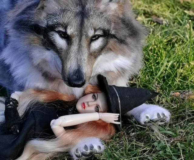 オーダーメイドウルフリアルな動物のぬいぐるみポーズ可能なアート