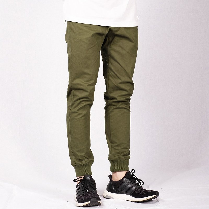 Slim Jogger Pants/Cotton/Sports Trousers - กางเกงขายาว - ผ้าฝ้าย/ผ้าลินิน ขาว