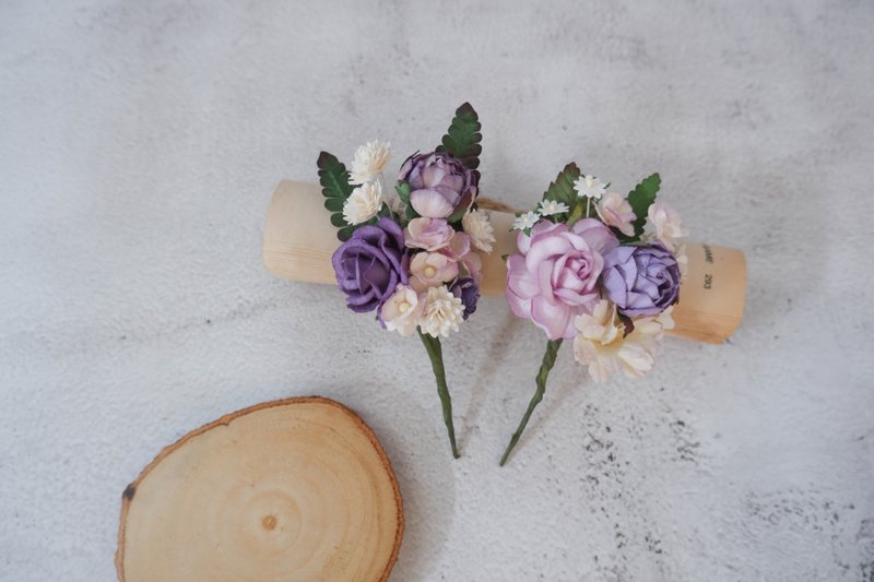 Purple flowers boutonniere, buttonhole, wedding corsage (choose your design) - Corsages - Paper Purple