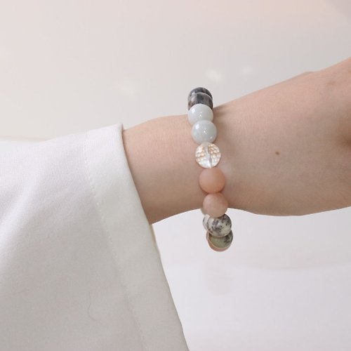 Hoshino Jewelry Kan B017七輪調和手串/地圖石/橙月光/白月光/天然晶石/能量石/原生態
