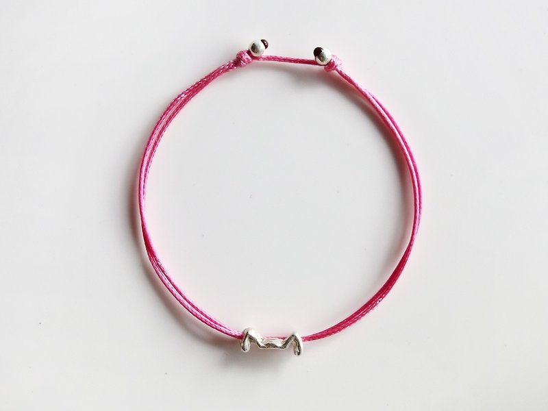 Charlene ying silk hand-woven lanyard / bracelet --💕 traction 💕- Orecchiette - handmade silver jewelry, hand rope pale pink (This is not available lettering) - Bracelets - Silk Silver