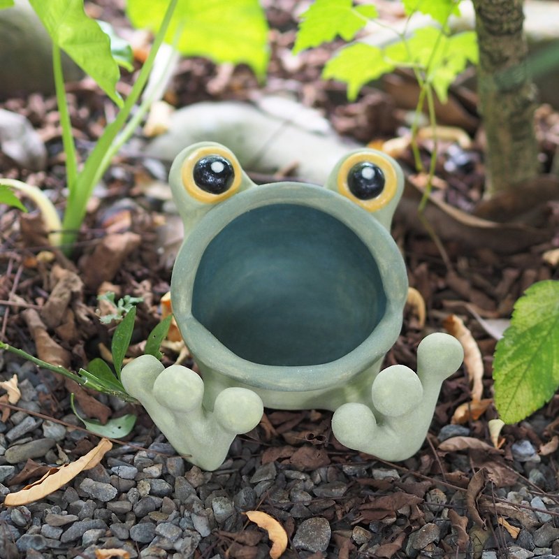 big mouth frog - ของวางตกแต่ง - เครื่องลายคราม สีเขียว