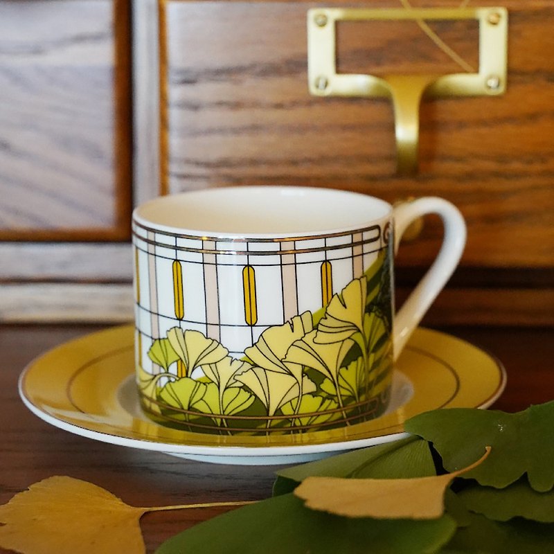 Dragonfly and Ginkgo Series Bone China Afternoon Tea Cup and Saucer Gift Box - Teapots & Teacups - Porcelain 