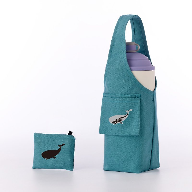 YCCT環保飲料提袋包覆款 - 鯨魚 - 杯瓶都能裝的環保杯袋 - 杯袋/飲料提袋 - 棉．麻 多色