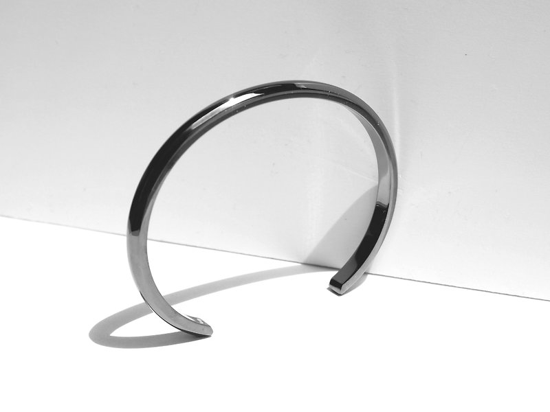 Wide Bevel Cuff Bracelet | Grey Polished Stainless Steel | Personalised Gift - Bracelets - Stainless Steel Gray
