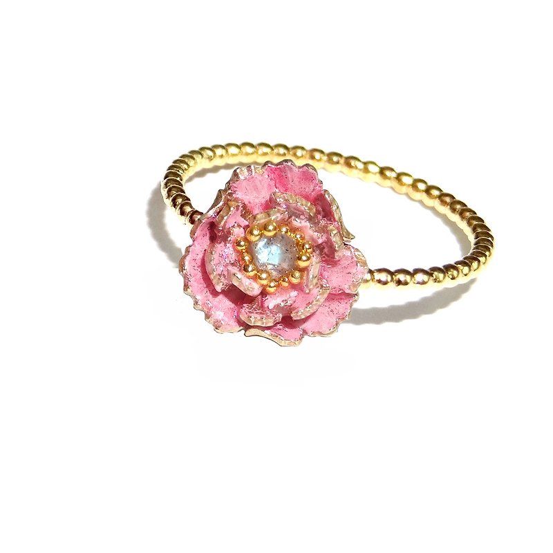 手工珠寶飾品 琺瑯系列 花開富貴戒子 預購款 - 戒指 - 琺瑯 粉紅色