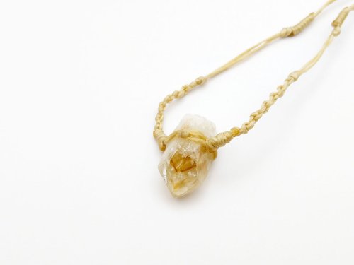 Somnambulist 天然原礦水晶 黃水晶骨幹造型項鏈 南美蠟線編織項鍊
