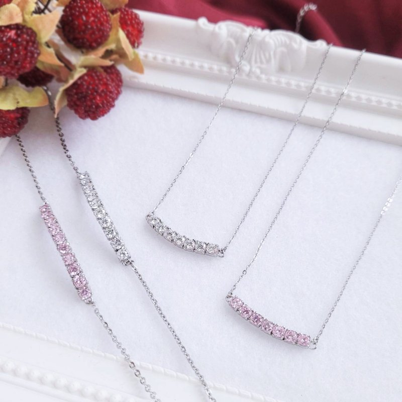 【Preferential Group】Smile Macchiato. Classic row of diamonds//Necklace+Bracelet//Not afraid of water and hypoallergenic - สร้อยคอ - สแตนเลส สึชมพู