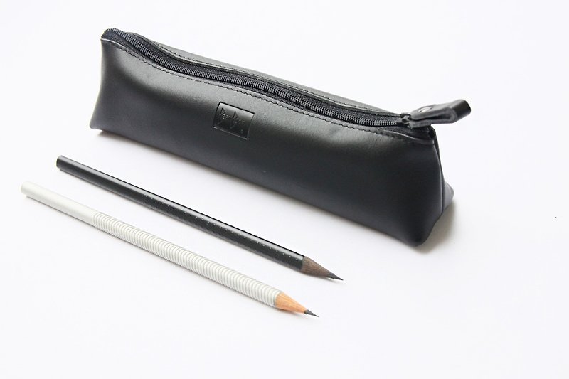 Leather Pencil Bag - Pencil Cases - Genuine Leather Black
