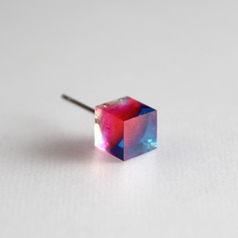 Pink Resin Earrings / 135 / Square / City Surf Surf City - Single - Earrings & Clip-ons - Plastic Pink