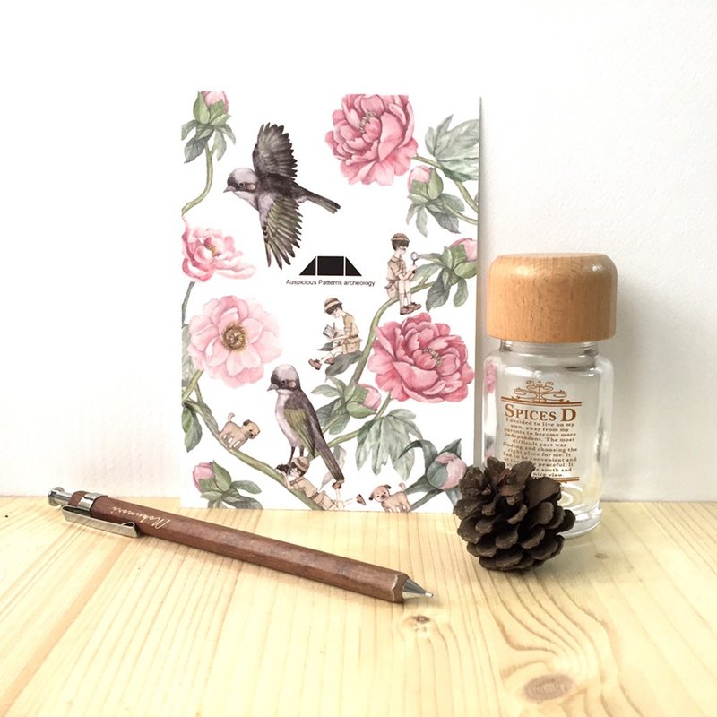 Flower and Bird Illustrated Postcard-Wealth and White Heads Lively on Paper Series - การ์ด/โปสการ์ด - กระดาษ สีเขียว