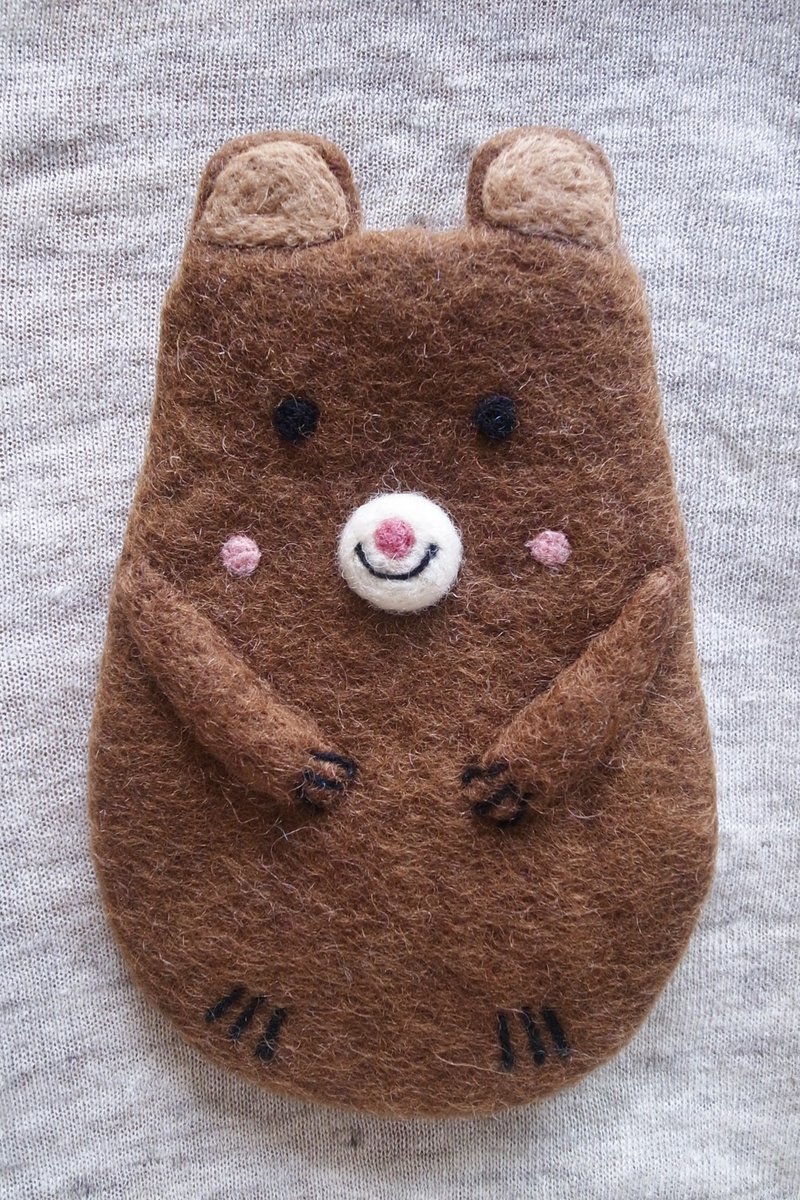 felt bear case, felt case, custom case, iPhone sleeve - Phone Cases - Wool Brown