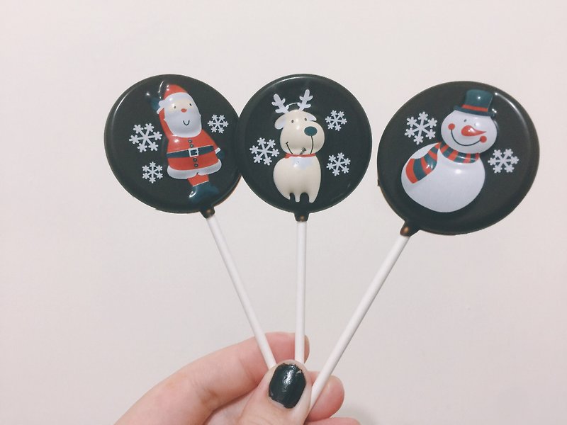 【聖誕棒棒糖】聖誕老人雪人麋鹿六支一組 - 巧克力 - 新鮮食材 白色