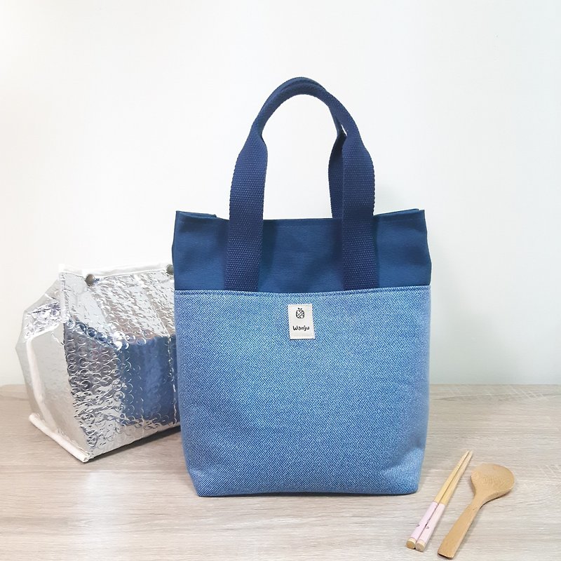 Insulated lunch bag / carry-on bag / Japanese blue - Handbags & Totes - Cotton & Hemp Blue