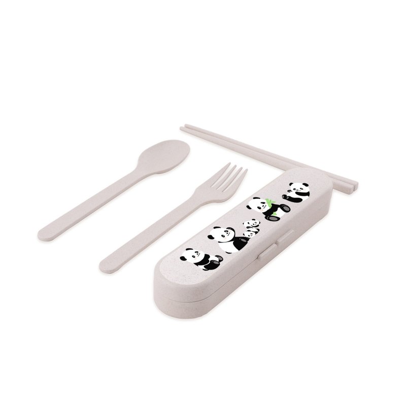 環保餐具套裝 熊貓一家 - 刀叉/湯匙/餐具組 - 其他材質 