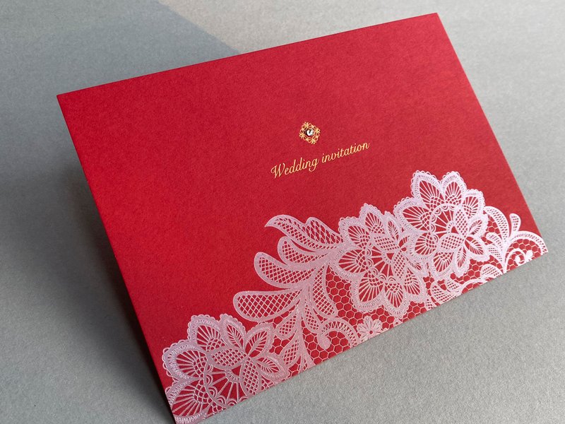 W&W婚卡盛宴-喜艷wedding喜帖-深紅 - 喜帖 - 紙 
