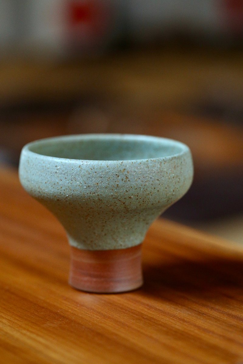 【 灰釉 】清新綠 藍莓高足杯 點心杯 高足杯 - 杯子 - 陶 綠色