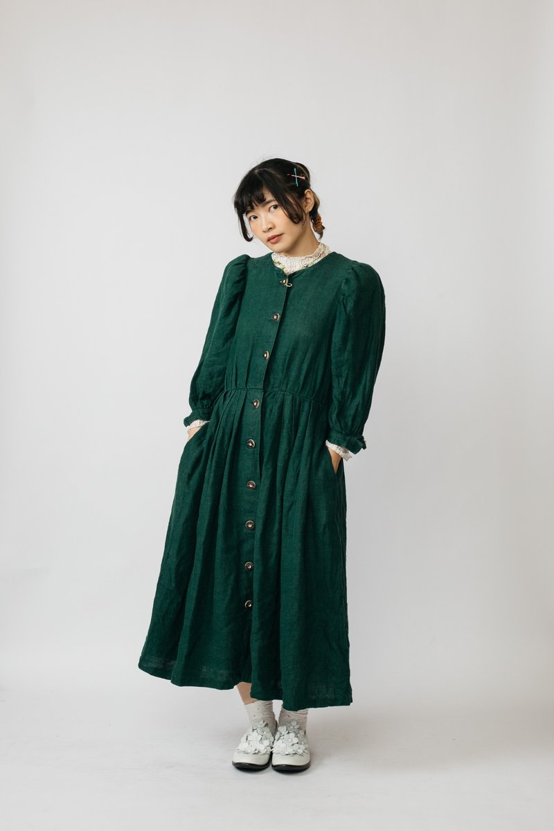 Tyrolean Dress 提洛爾洋裝 古着【初戀販賣所】Vintage.B682 - 洋裝/連身裙 - 棉．麻 綠色