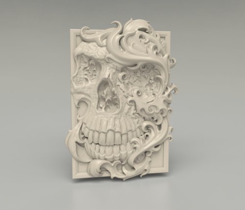 3DcncUNIQUE 3D模型STL CNC Router檔案 3d列印哥特式頭骨面板