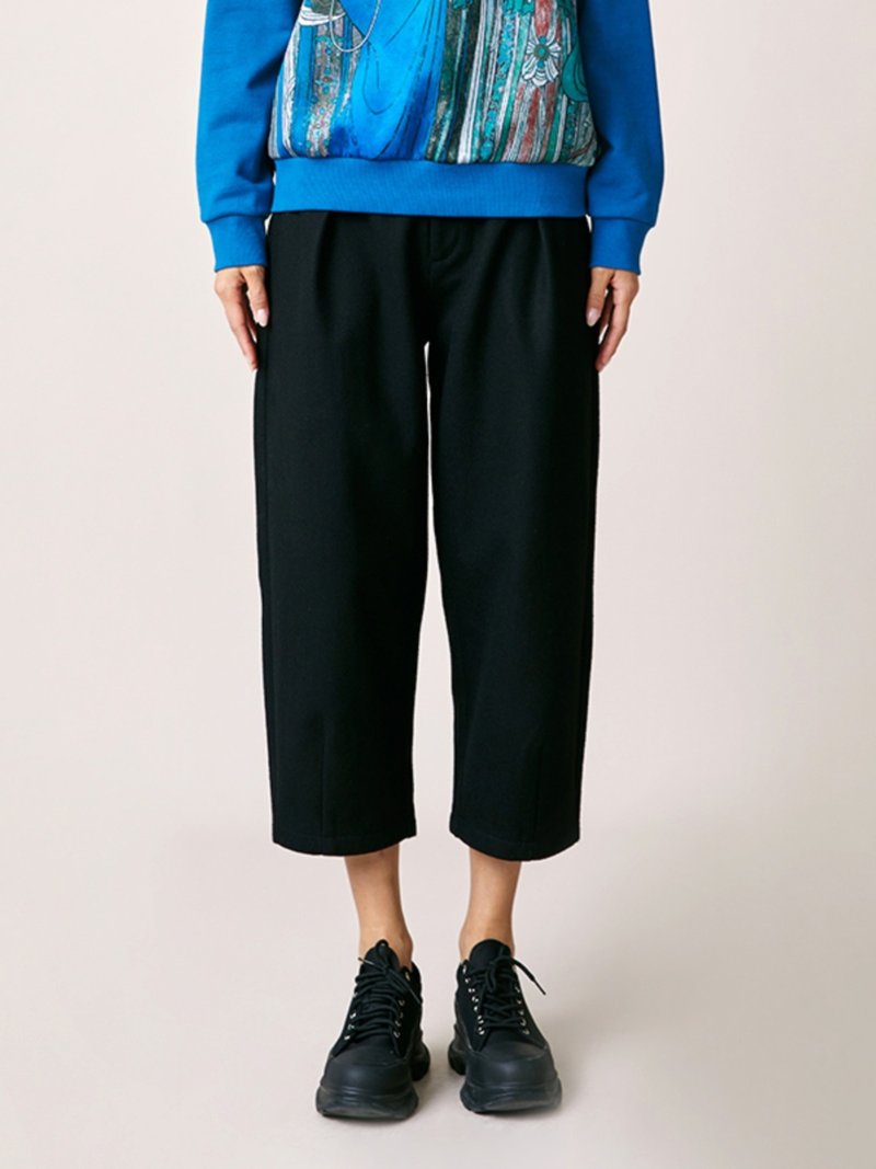 Wanjun/Thick wool wide-leg pants - กางเกงขายาว - เส้นใยสังเคราะห์ สีดำ